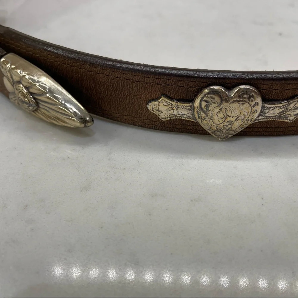 Justin Brown Belt with Silver Buckle and Accents - Picture 2 of 2